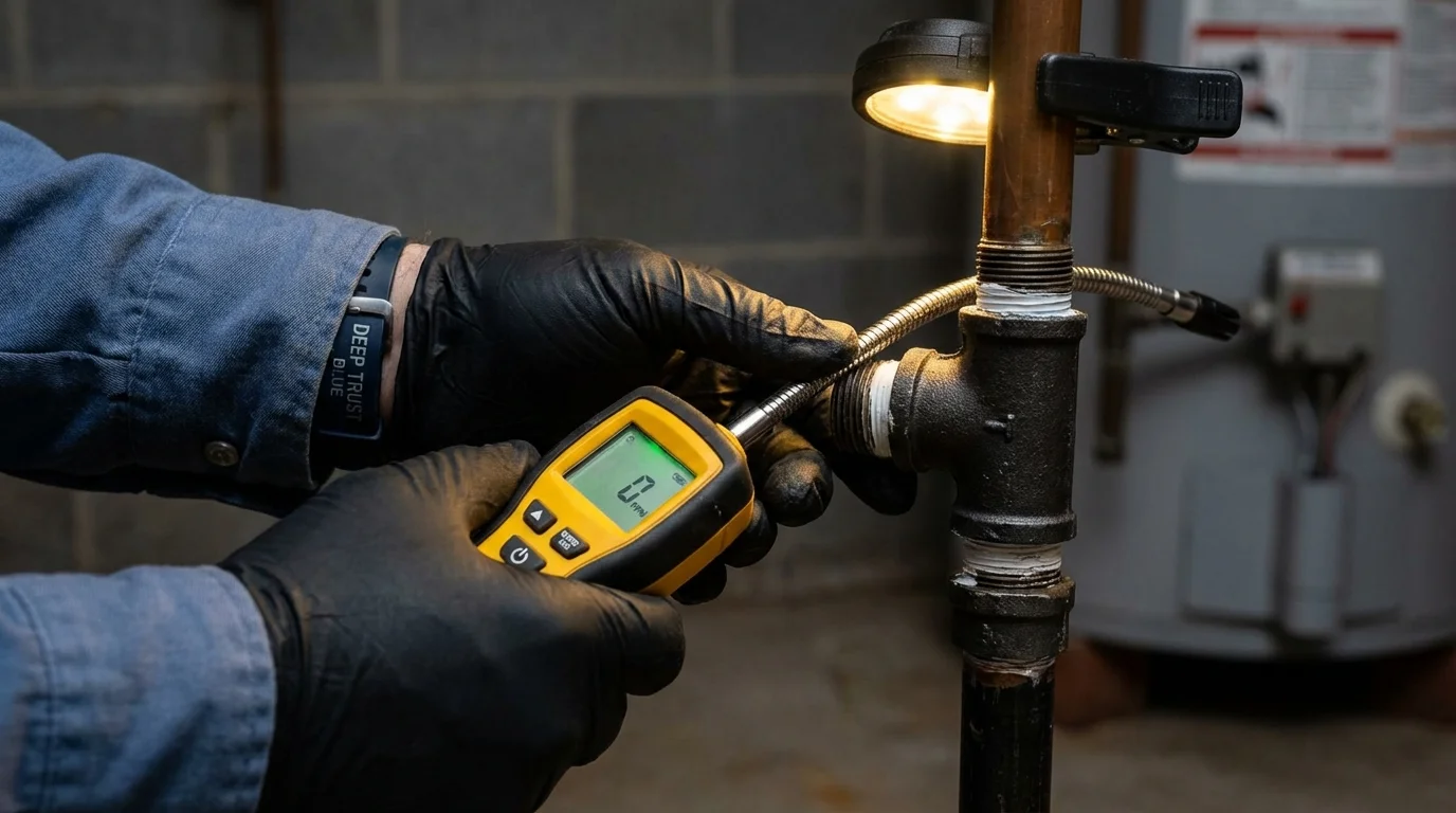 Gas leak detection with electronic sniffer by Johns Plumbing LLC in Canyon