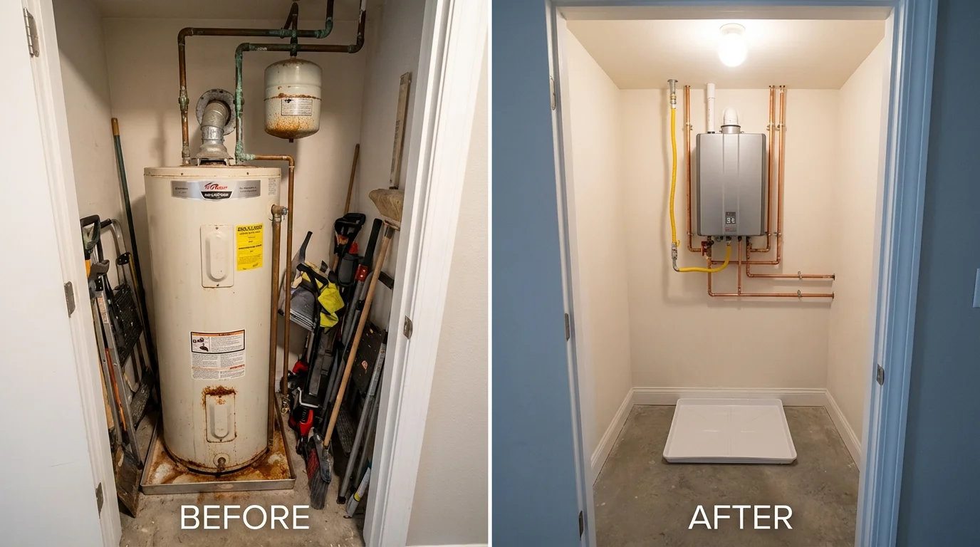 Tank water heater versus wall-mounted tankless unit comparison for Canyon, TX homeowners